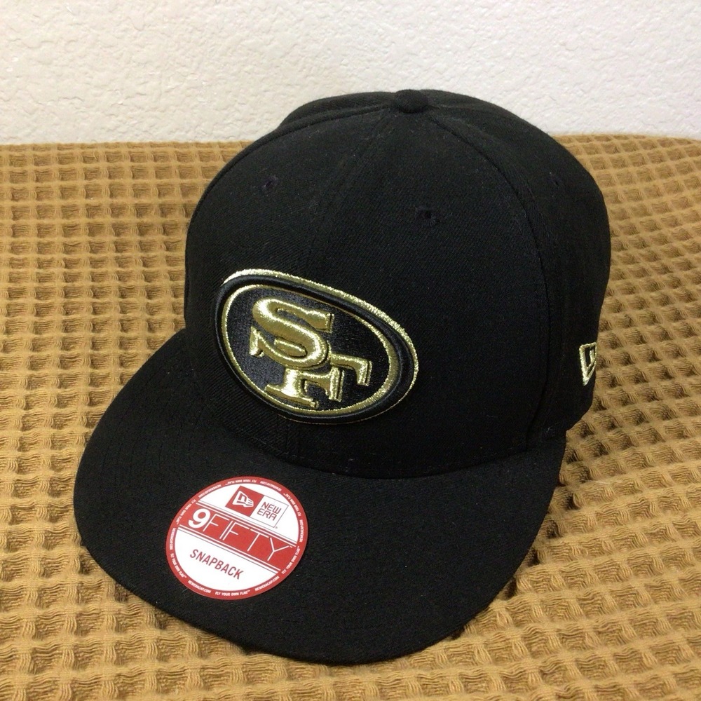 New Era San Francisco 49ers Hat 9FIFTY Snapback Black Gold NFL Cap Mens 950